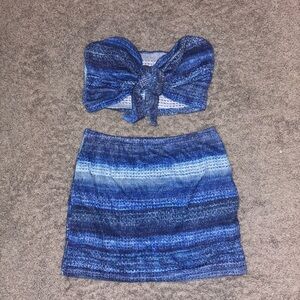 Crop top and skirt sweater set